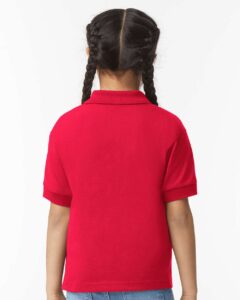 Gildan 8800B Youth DryBlend® Jersey Polo – Red (on model back)