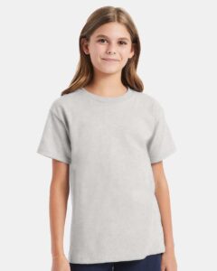 Hanes 5480 Youth Essential-T T-Shirt – Ash (on model)