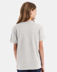 Hanes 5450 Youth Authentic T-Shirt – Ash (on model back)