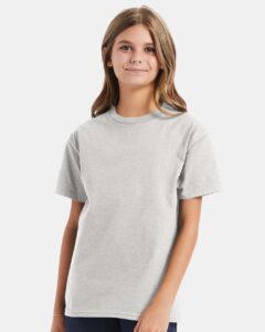 Hanes 5450 Youth Authentic T-Shirt – Ash (on model)