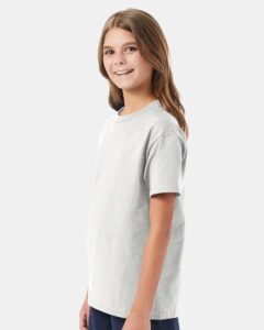Hanes 5450 Youth Authentic T-Shirt – Ash (on model side)
