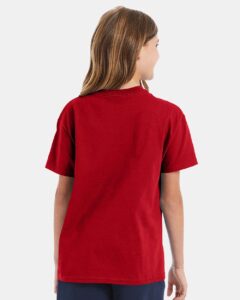 Hanes 5450 Youth Authentic T-Shirt – Deep Red (on model back)