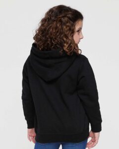 Rabbit Skins 3326 Toddler Pullover Fleece Hoodie – Black (on model back)