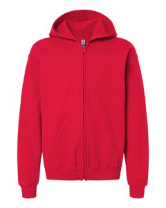 Gildan 18600B Youth Heavy Blend™ Full-Zip Hooded Sweatshirt – Red