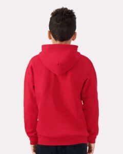 Gildan 18600B Youth Heavy Blend™ Full-Zip Hooded Sweatshirt – Red (on model back)