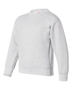 Hanes P360 Youth EcoSmart® Crewneck Sweatshirt – Ash (side)