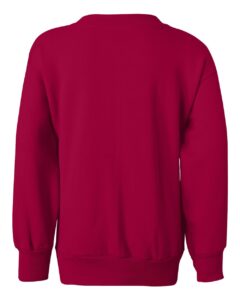 Hanes P360 Youth EcoSmart® Crewneck Sweatshirt – Deep Red (back)