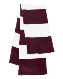 Sportsman SP02 Rugby-Striped Knit Scarf – Maroon/ White (back)