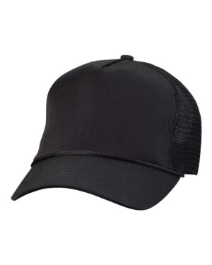 Valucap 8804H Five-Panel Trucker Cap – Black