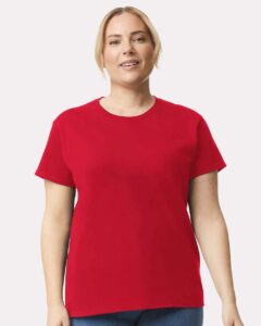 Gildan 2000L Women’s Ultra Cotton® T-Shirt – Red (on model)