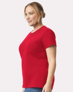 Gildan 2000L Women’s Ultra Cotton® T-Shirt – Red (on model side)