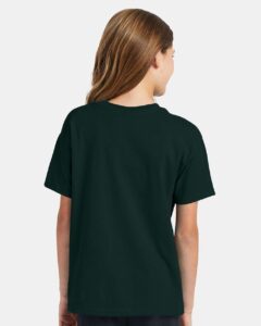 Hanes 5370 Youth EcoSmart® T-Shirt – Deep Forest (on model back)