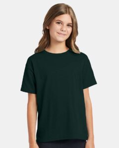 Hanes 5370 Youth EcoSmart® T-Shirt – Deep Forest (on model)