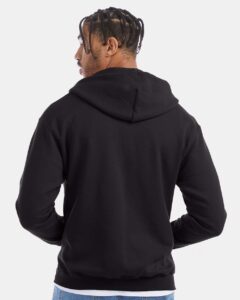 Champion S800 Unisex Powerblend® Full-Zip Hooded Sweatshirt – Black (on model back)