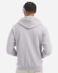 Champion S800 Unisex Powerblend® Full-Zip Hooded Sweatshirt – Silver Grey (on model back)