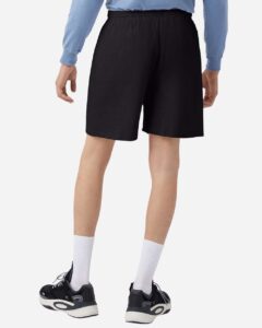 Champion 8187 Unisex Cotton Gym Shorts – Black (on model back)
