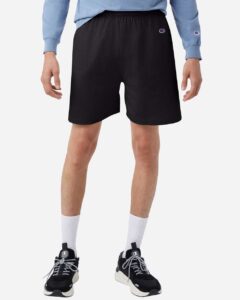 Champion 8187 Unisex Cotton Gym Shorts – Black (on model)