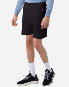 Champion 8187 Unisex Cotton Gym Shorts – Black (on model side)