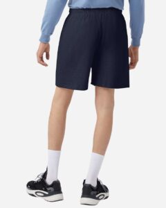 Champion 8187 Unisex Cotton Gym Shorts – Navy (on model back)