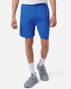 Champion 8187 Unisex Cotton Gym Shorts – Royal Blue (on model)