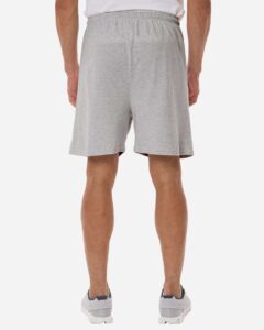 Champion 8187 Unisex Cotton Gym Shorts – Oxford Grey Heather (on model back)