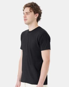 Hanes 4980 Unisex Perfect-T T-Shirt – Black (on model side)
