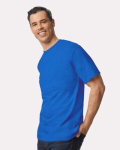 Gildan 2000T Men’s Tall Ultra Cotton® T-Shirt – Royal (on model side)