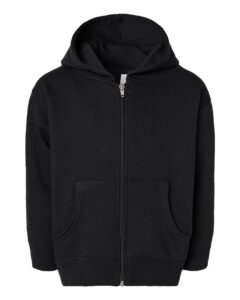 Rabbit Skins 3346 Toddler Full-Zip Fleece Hoodie Sweatshirt – Black