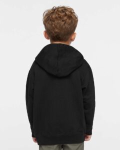 Rabbit Skins 3346 Toddler Full-Zip Fleece Hoodie Sweatshirt – Black (on model back)