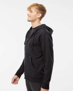 Independent Trading Co. SS4500Z Unisex Midweight Full-Zip Hooded Sweatshirt – Black (on model side)