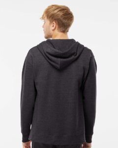 Independent Trading Co. SS4500Z Unisex Midweight Full-Zip Hooded Sweatshirt – Charcoal Heather (on model back)
