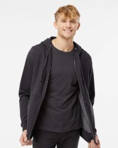 Independent Trading Co. SS4500Z Unisex Midweight Full-Zip Hooded Sweatshirt – Charcoal Heather (on model)
