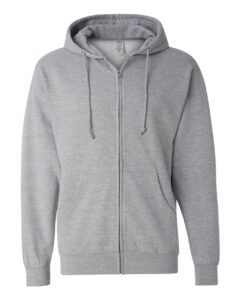 Independent Trading Co. SS4500Z Unisex Midweight Full-Zip Hooded Sweatshirt – Grey Heather