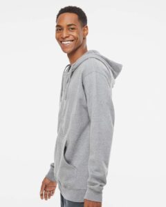 Independent Trading Co. SS4500Z Unisex Midweight Full-Zip Hooded Sweatshirt – Grey Heather (on model side)