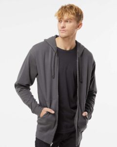 Independent Trading Co. SS4500Z Unisex Midweight Full-Zip Hooded Sweatshirt – Charcoal (on model)