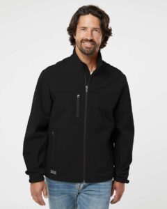 DRI DUCK 5350 Men’s Motion Soft Shell Jacket – Black (on model)