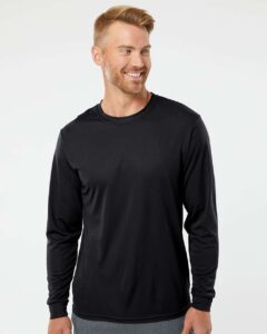 Augusta Sportswear 788 Unisex Nexgen Performance Long Sleeve T-Shirt – Black (on model)