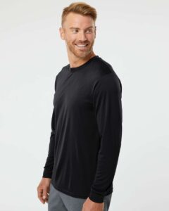 Augusta Sportswear 788 Unisex Nexgen Performance Long Sleeve T-Shirt – Black (on model side)