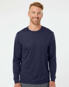 Augusta Sportswear 788 Unisex Nexgen Performance Long Sleeve T-Shirt – Navy (on model)