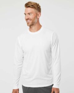 Augusta Sportswear 788 Unisex Nexgen Performance Long Sleeve T-Shirt – White (on model)