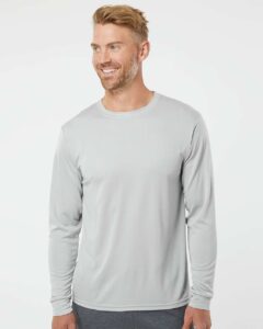 Augusta Sportswear 788 Unisex Nexgen Performance Long Sleeve T-Shirt – Silver (on model)