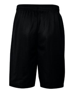 Badger 7219 Men’s Pro Mesh 9″ Shorts with Pockets – Black (back)
