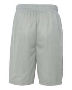 Badger 7219 Men’s Pro Mesh 9″ Shorts with Pockets – Silver (back)