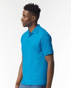 Gildan 8800 Unisex DryBlend® Polo – Sapphire (on model side)
