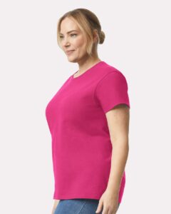 Gildan 2000L Women’s Ultra Cotton® T-Shirt – Heliconia (on model side)
