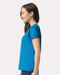 Gildan 2000L Women’s Ultra Cotton® T-Shirt – Sapphire (on model side)