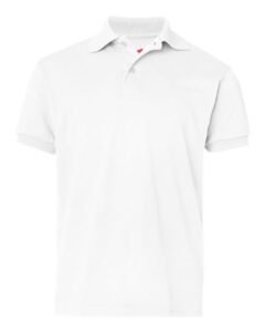 Hanes 054Y Youth EcoSmart® Jersey Polo – White