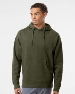 Independent Trading Co. SS4500 Unisex Midweight Hooded Sweatshirt – Army Heather (on model)