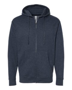 Independent Trading Co. SS4500Z Unisex Midweight Full-Zip Hooded Sweatshirt – Classic Navy Heather