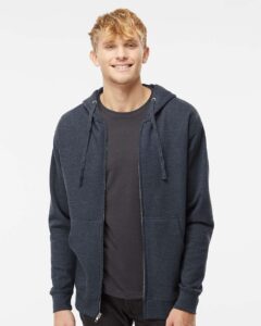 Independent Trading Co. SS4500Z Unisex Midweight Full-Zip Hooded Sweatshirt – Classic Navy Heather (on model)